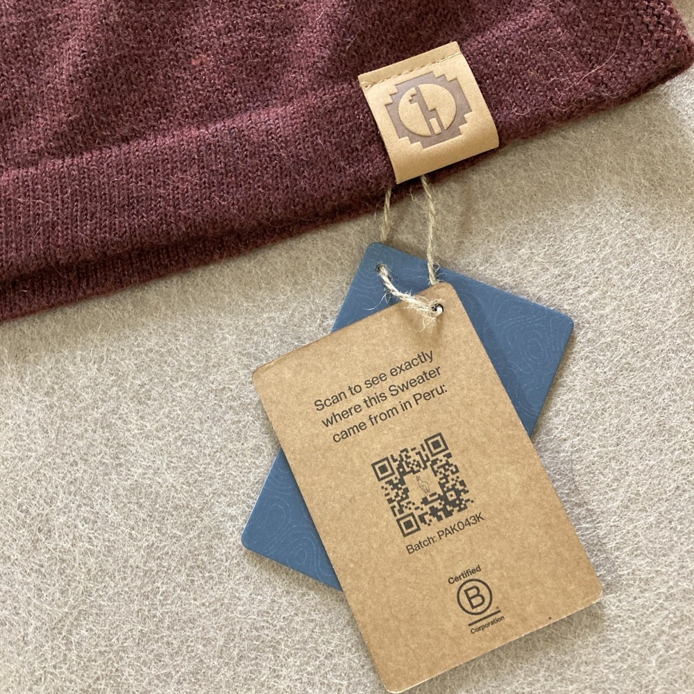 PAKA Original Crew Sweater Men's Sz S New Burgundy Alpaca Blend Handmade - Picture 5 of 11